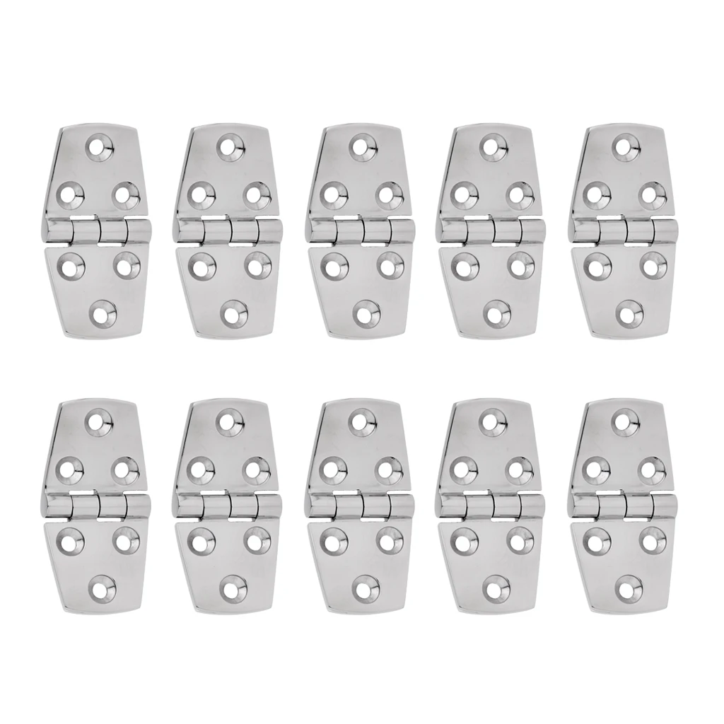 10 Pieces High Polished 316 Stainless Steel Strap Hinge Door Hinge Flush Mount Deck Hardware for Marine Boat Yacht RV