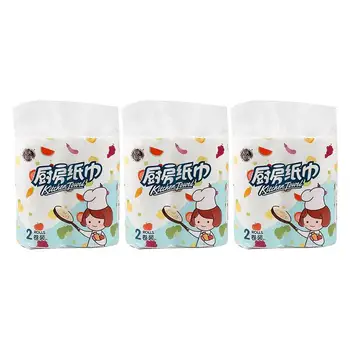 

6/4/2 Rolls Kitchen Paper Towel Soft Paper Water Oil Absorption Paper Napkin Household Tissue for Home Restaurant (1 Rolls 200g)