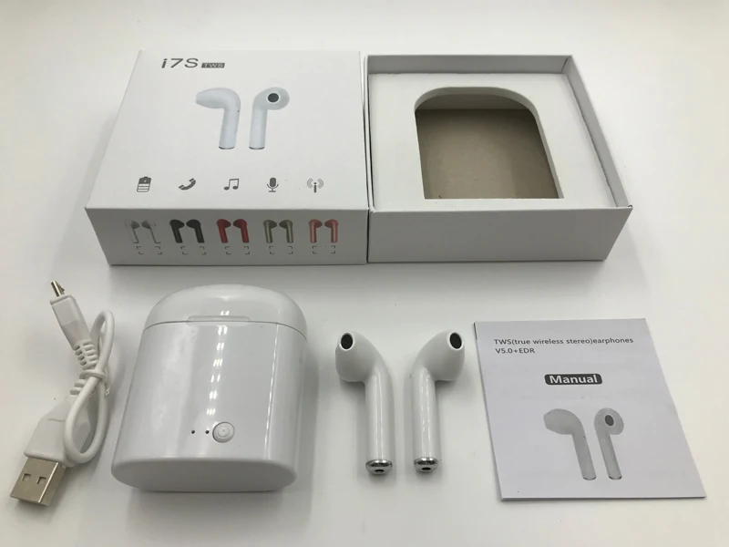 I7s наушники-вкладыши Tws с Беспроводной ушной телефон Bluetooth наушники Air наушники Hands-Free, вкладыши гарнитура Bluetooth с зарядным устройством для iPhone huawei Xiaomi - Цвет: Package Box-Black
