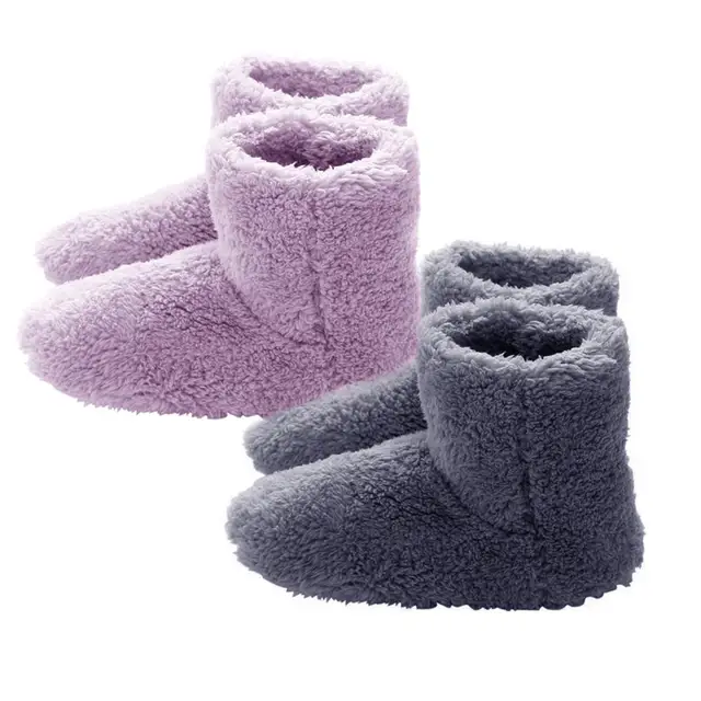 Chaussons chauffants bottines unisexes Chaussures chauffantes USB pour l ext rieur et l hiver pantoufles lectriques chaudes en peluche lavables