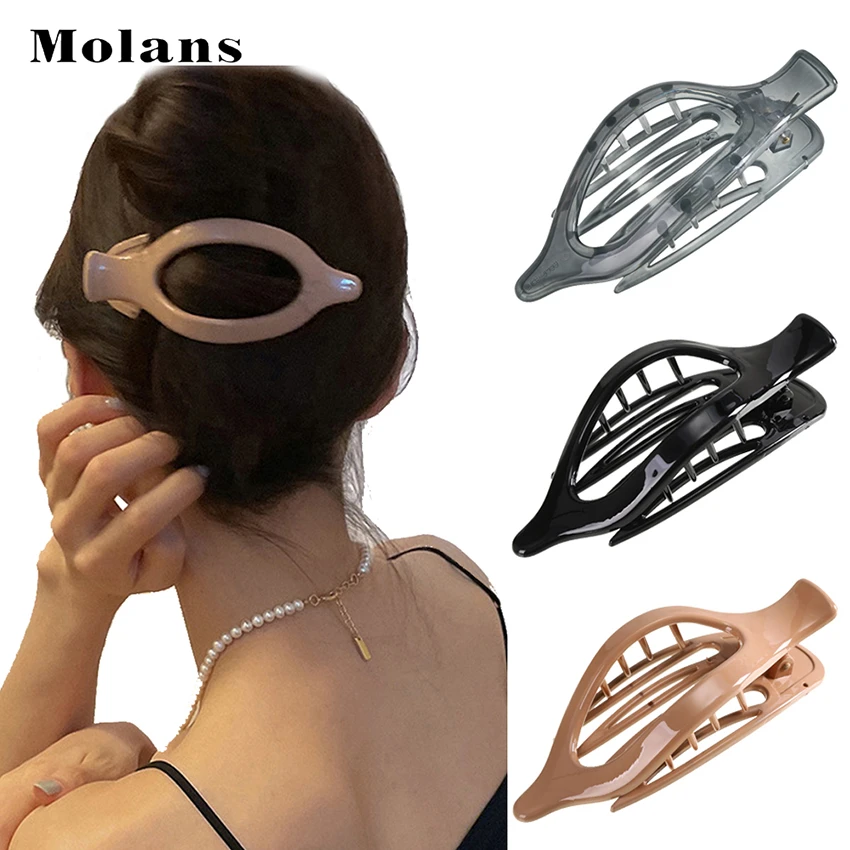 Molans New Ladies All-Match Hairpin Simple Lazy Hair Curling Artifact Hair Accessories For Women Clips Woman Claw Clip wide headbands for short hair