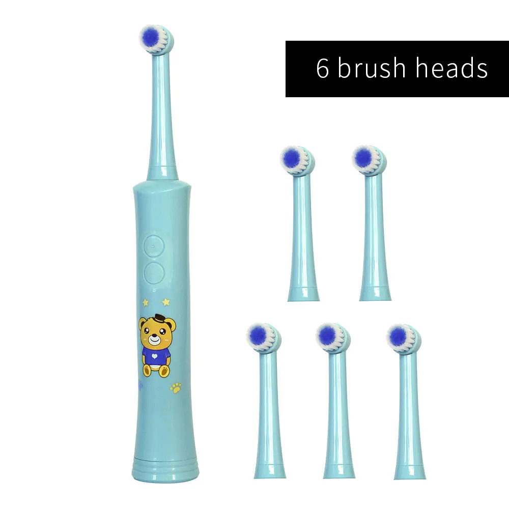 Здесь Мега электрическая зубная щетка для детей автоматическая зубная щетка детская зубная щетка Тип вращения зубной щетки - Цвет: R01 blue 6heads