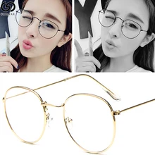 Круглые простые прозрачные очки, ультра светильник, металлические украшения, прозрачные Женские оправы для очков, оптические оправы для очков по рецепту