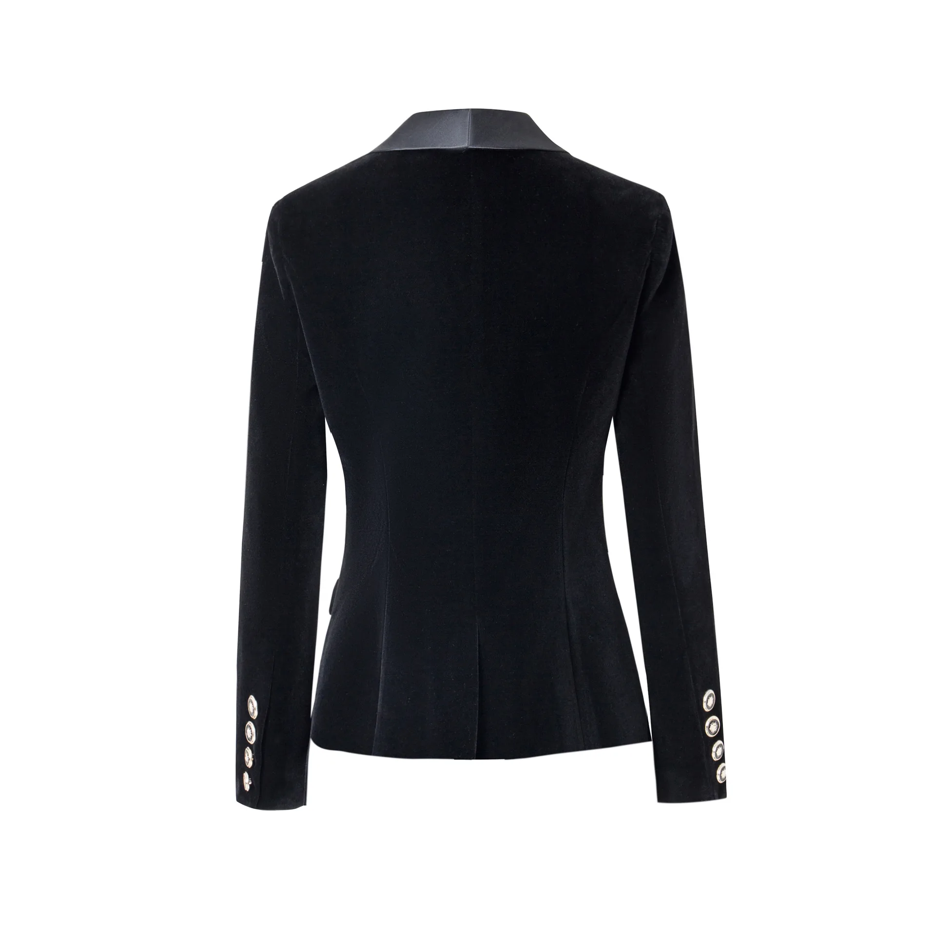 HarleyFashion Fall Spring Brief Design Single Buttons Top Quality Black/Blue Velvet Basic Slim Women Blazers Casual Jackets 2