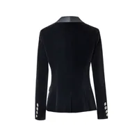 HarleyFashion Fall Spring Brief Design Single Buttons Top Quality Black/Blue Velvet Basic Slim Women Blazers Casual Jackets 2