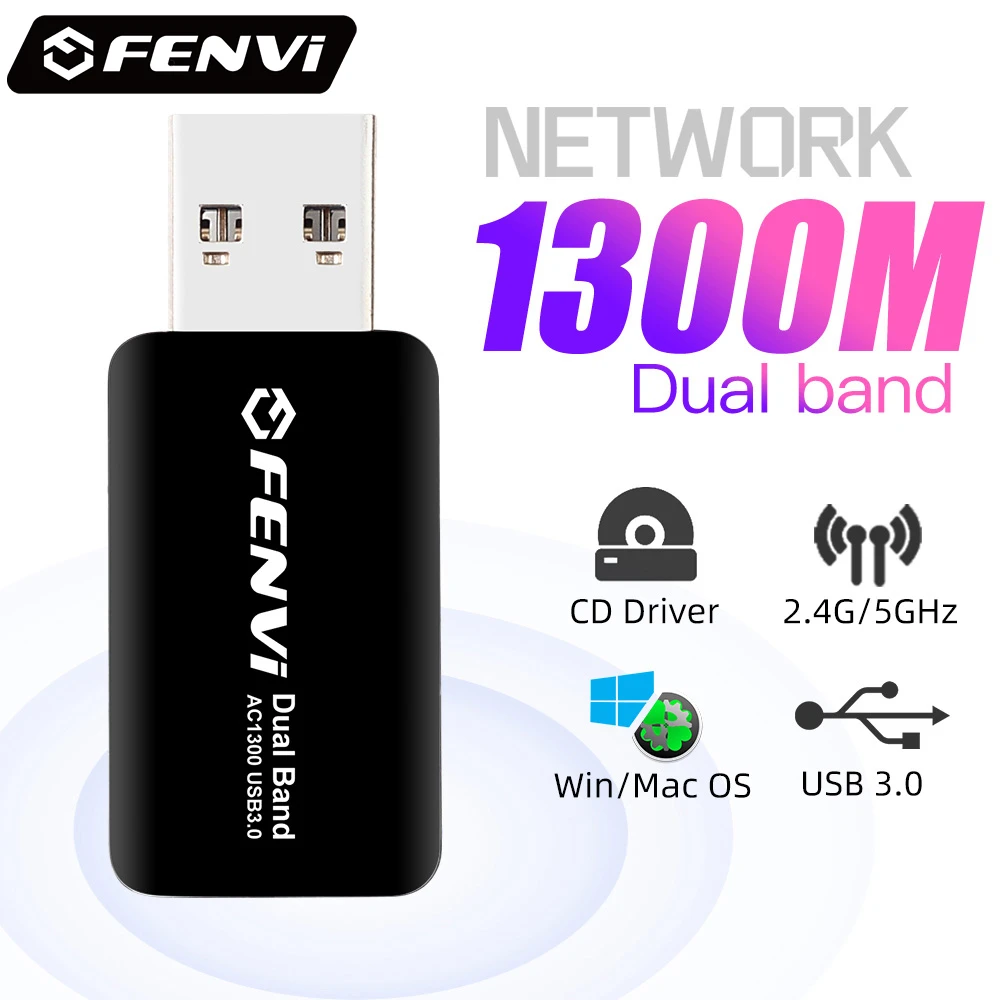 wifi adapter for desktop 1300Mbps Dual Band fenvi USB 3.0 Wireless AC Wifi Adapter 2.4G&5G 802.11ac 600M Wi-fi Receiver Network for Laptop PC Mini Dongle lan card