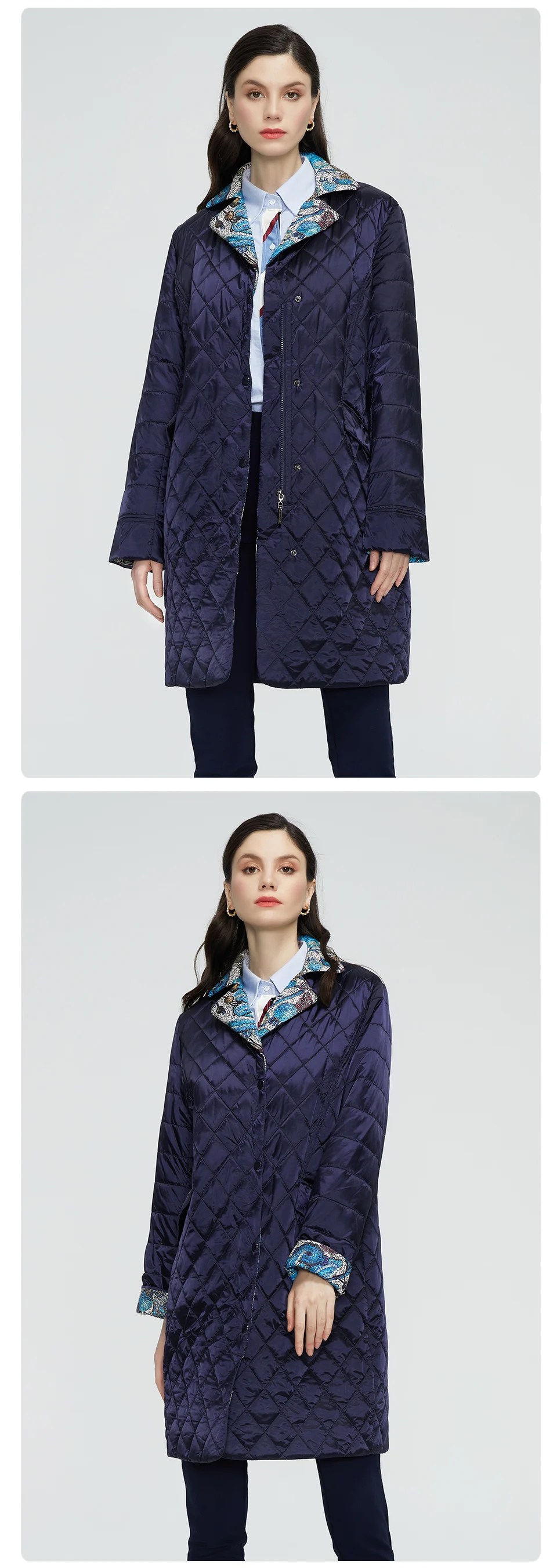 GASMAN women's spring jackets 2022 Warm Thin Cotton Jacket female Long Women autumn coat Windproof Floral Turtleneck parka 20122