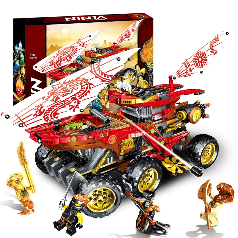 

858PCS Ninja Golden Hunting Vehicle Building Blocks Toys for Children Compatible Legoinglys Mini Figures Ninjagoes Bricks