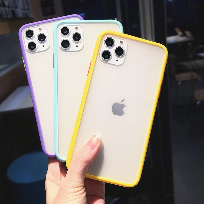 

Shockproof Transparent Hybrid Silicone Phone Case For iPhone 11 Pro max X XS XR 7 8 Plus 6 6S Matte Clear Frame Soft Back Cover