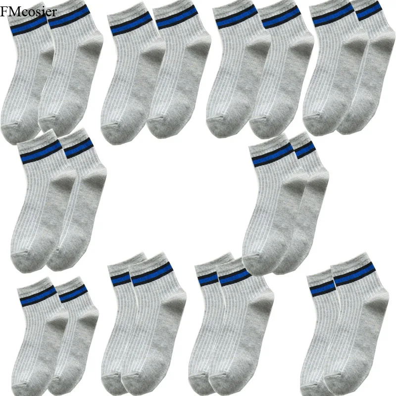 Осенне-весенние мужские носки в упаковке, хлопковые дышащие мужские повседневные носки черного и белого цвета, носки для студентов, 10 пар носков - Цвет: Gray