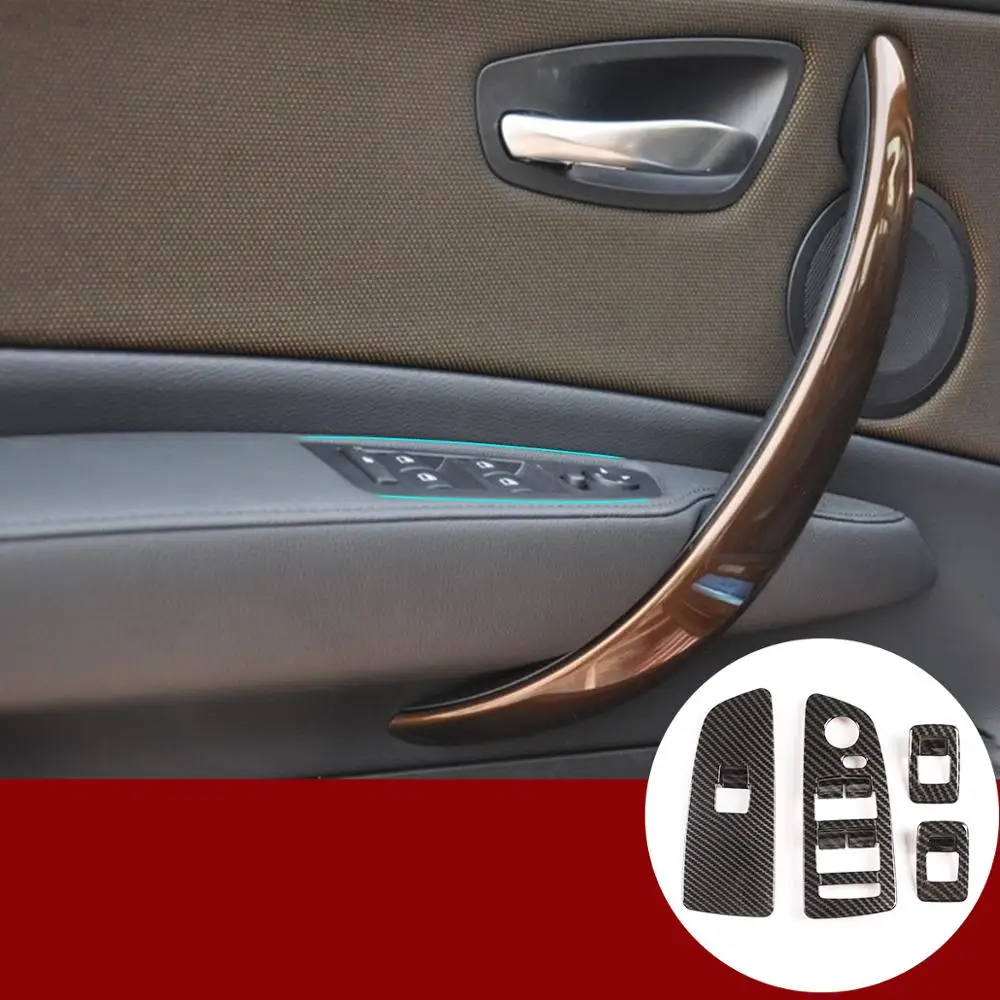 

For BMW 1 series E81 120i 2007-2011 ABS Chrome/carbon fiber Window Lift Button Cover Trim Car InteriorAccessories 4 Pcs