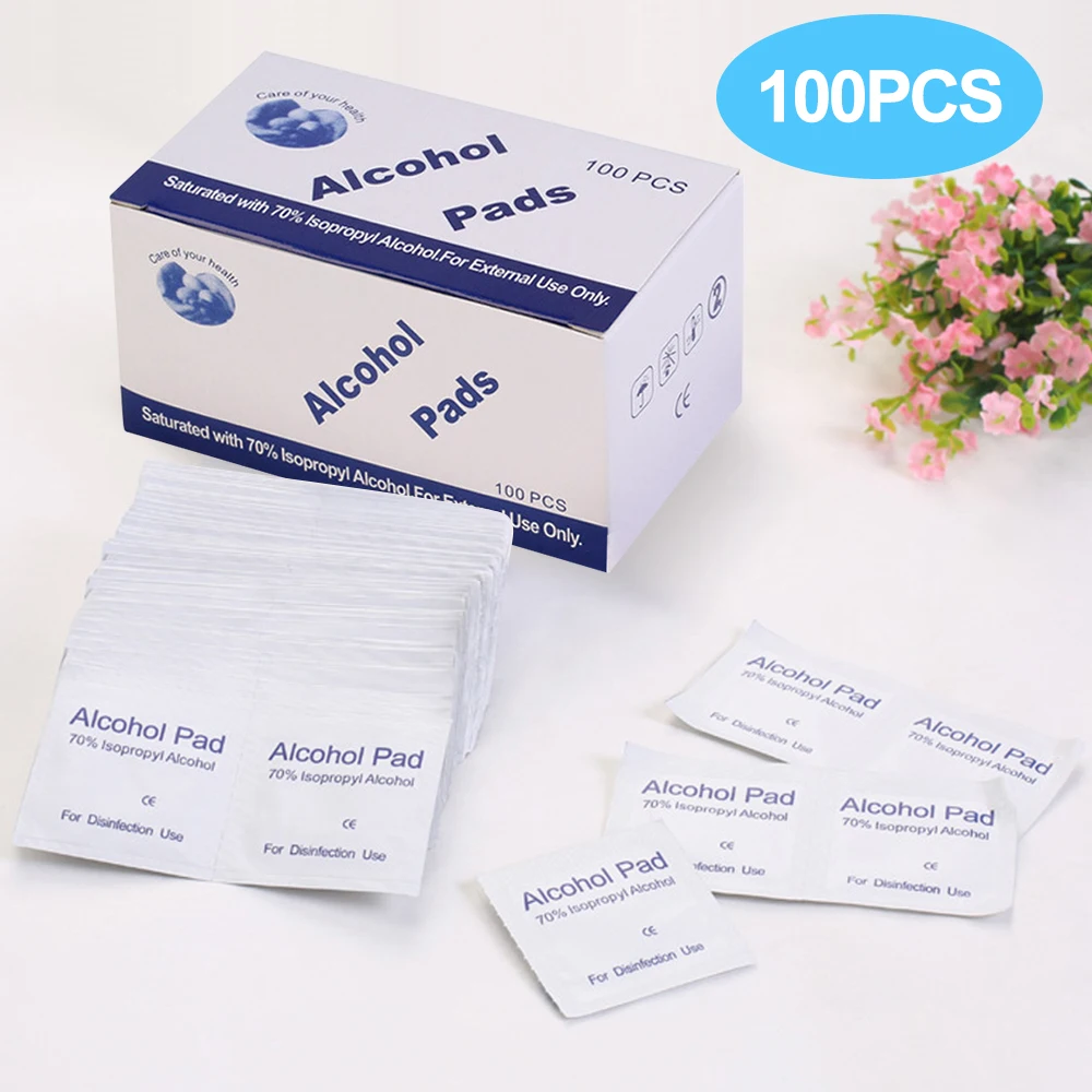 

100pc Antiphlogosis Isopropyl Alcohol Swab Pads Piece Wipe Antiseptic Skin Cleaning Care First Aid 2020 New
