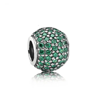 

100% 925 silver sterling 1:1 authentic 79101czn green pave ball charm bracelet original women's jewelry