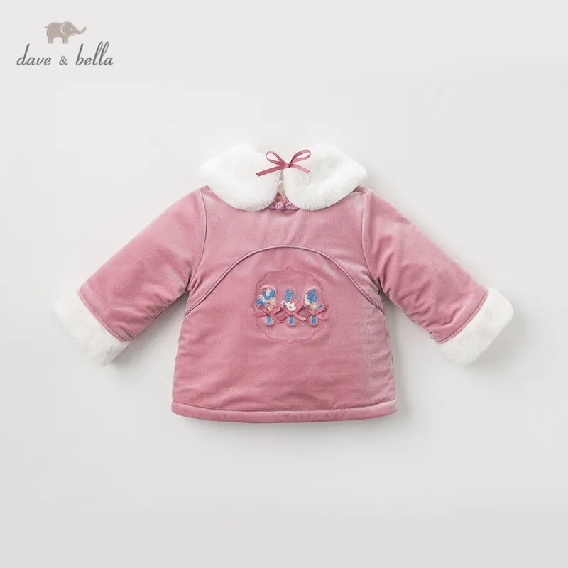 Детское пальто на молнии с бантом и съемным мехом для девочек верхняя одежда