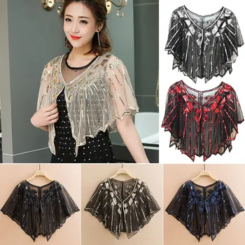 

Women Shawl Sequin Decoration Breathable for Summer Evening Party Performance H9