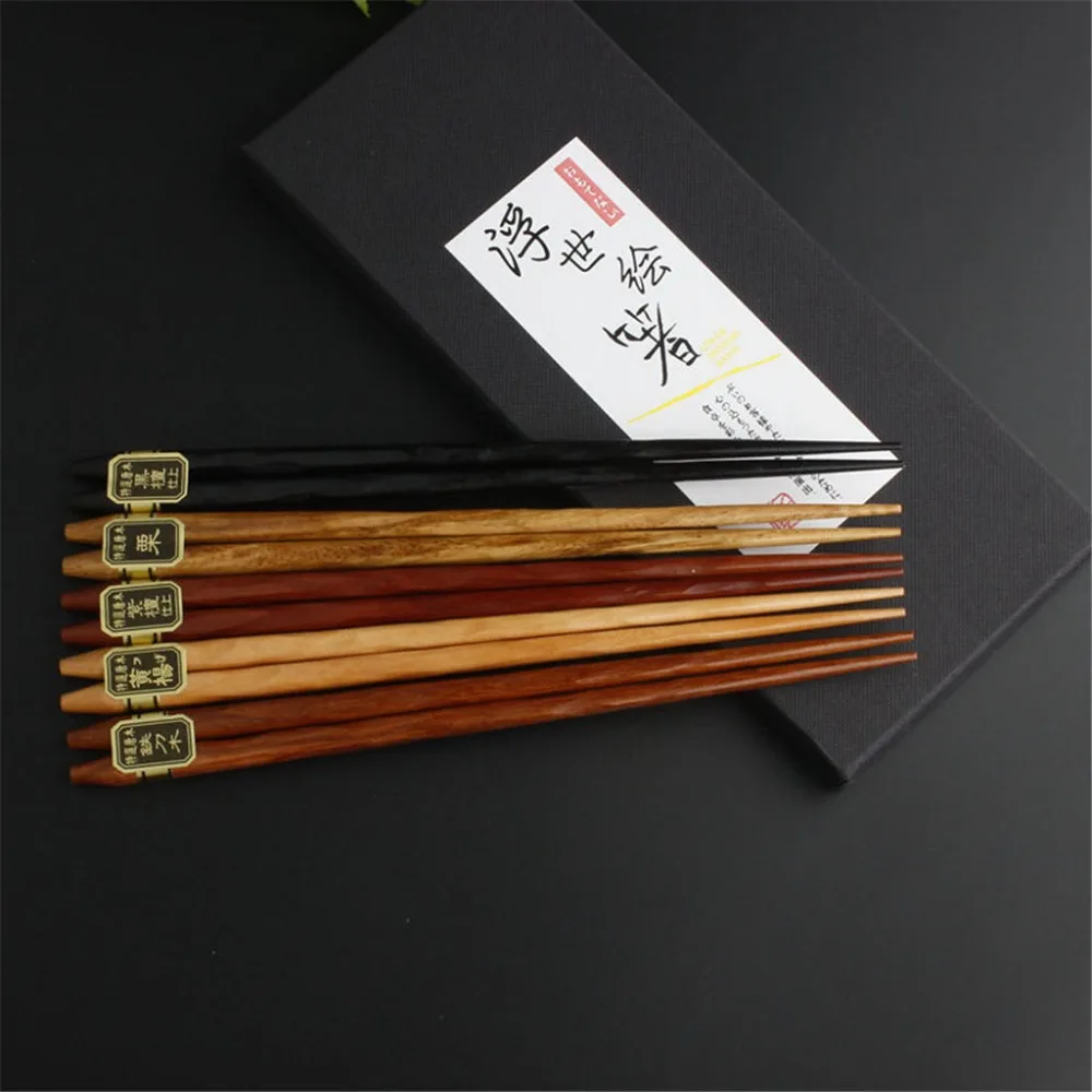 5 пар, экологически чистые портативные японские многоразовые палочки для еды из натурального бука, китайские палочки для еды, деревянный дорожный костюм FB