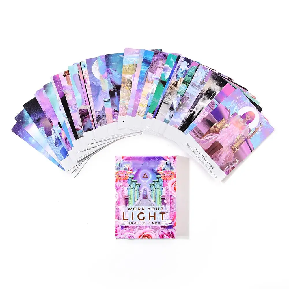 44 Pcs Oracle Tarot Cards Sheets Work Your Light Oracle Card Board Deck Games Palying Cards Game Entertainment