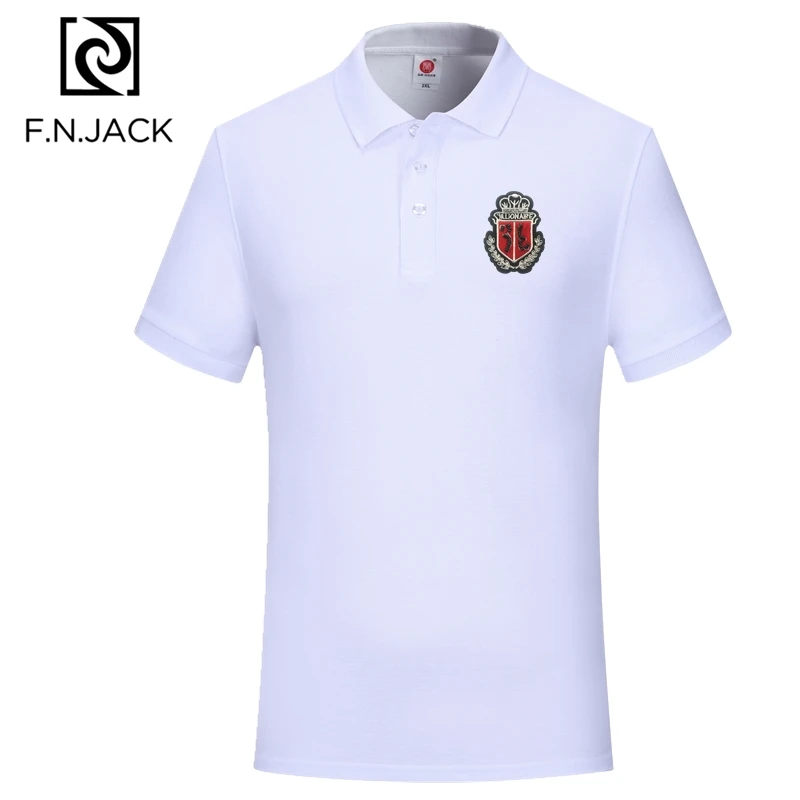 F.N.JACK, Мужская классическая рубашка поло, ручная работа, тренд, короткий рукав, топ, модный, патч, дизайн, поло, не скатывается
