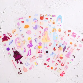 

4 Sheets /Pack Princess Girls Washi Paper Adhesive Diary Decorative Stickers Hand Account Decoration