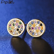 Pipitree, простые круглые серьги-гвоздики 8 мм, медные серьги с кубическим цирконием для женщин, женские модные ювелирные изделия, подарок для женщин