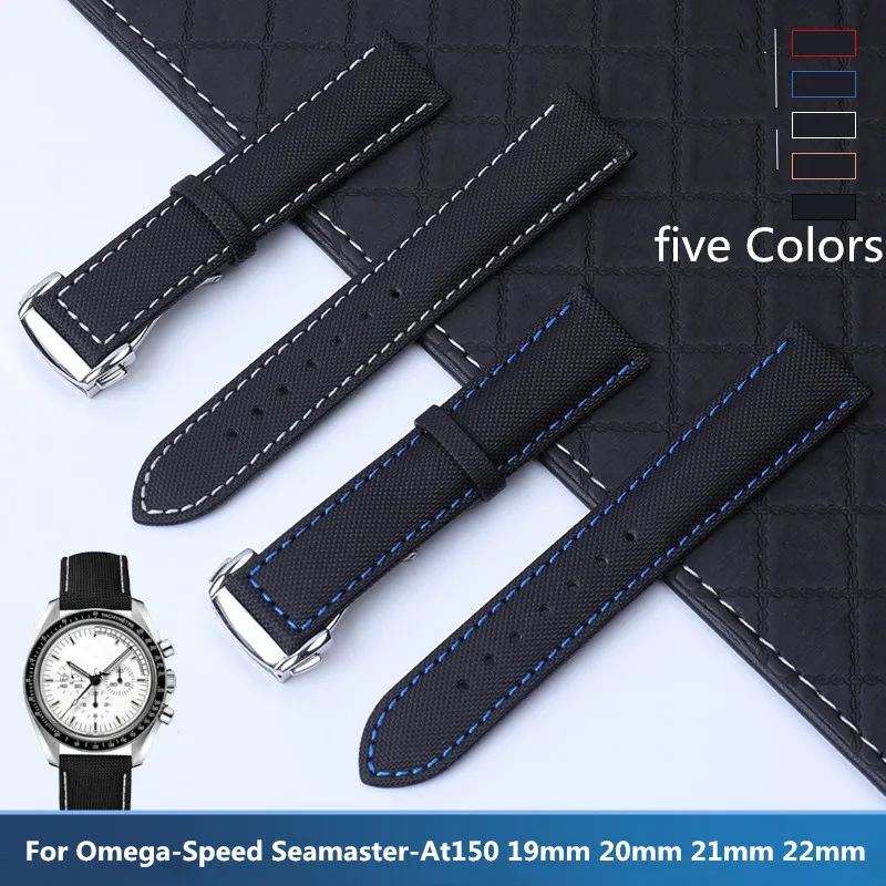 Ремешок нейлоновый кожаный холщовый для часов Omega браслет Speed Seamaster At150 19 мм 20 21 22