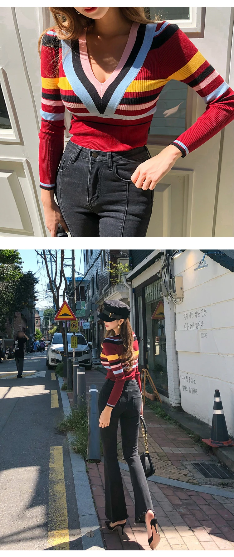 Новое поступление, модная полосатая Базовая футболка, повседневная трикотажная футболка, открытая Женская Сексуальная удобная мягкая простая тонкая футболка