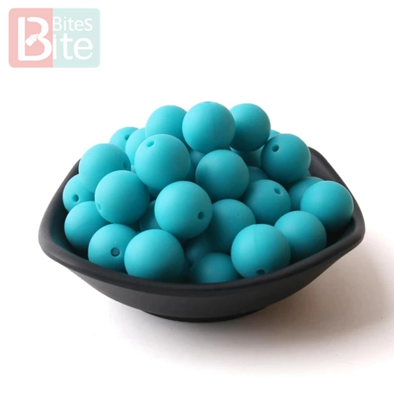 turquoise Кусачки 50 шт. силиконовые бусины 12 мм Экологичное Сенсорное ожерелье-прорезыватель пищевого класса Мама Кормящих DIY Ювелирные изделия Детские трофеи игрушки - Цвет: turquoise