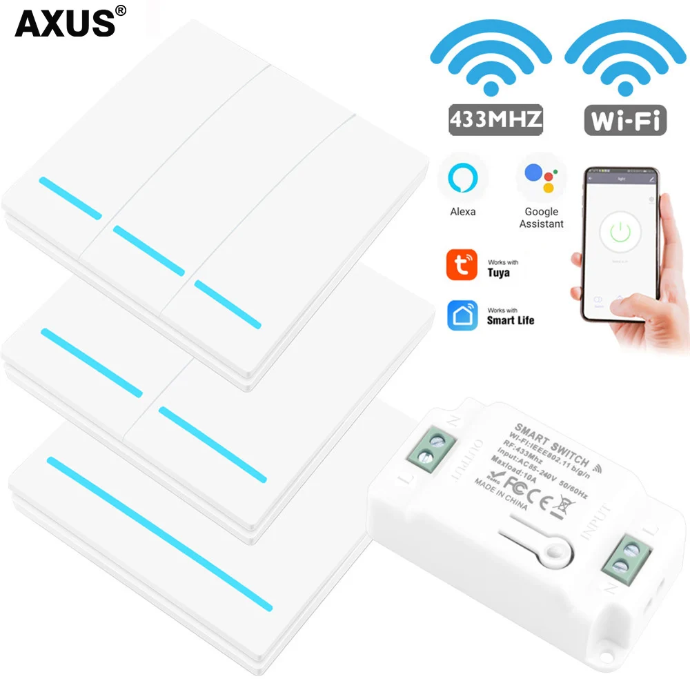 AXUS Tuya настенный смарт-переключатель с приложением и поддержкой Wi-Fi светильник 1/2/3
