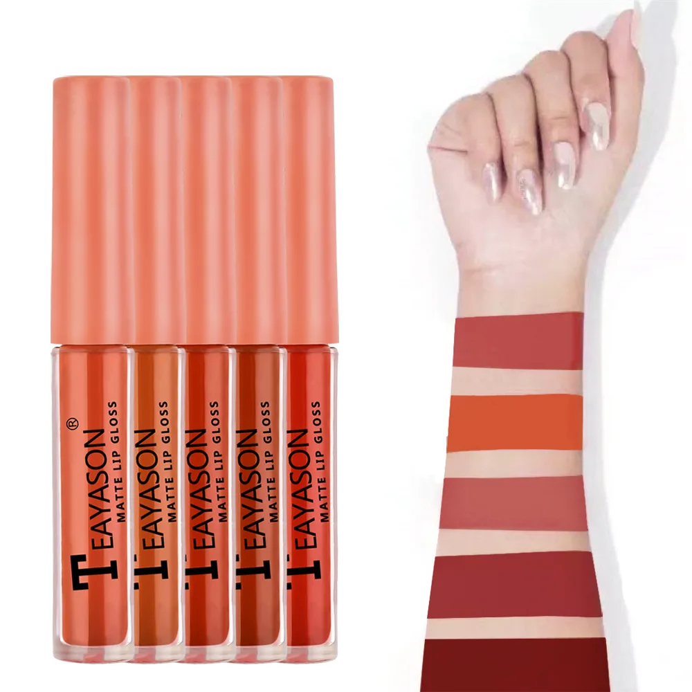 5Pcs/set Liquid Matte Lipstick Beauty Makeup Tint Long Lasting Waterproof Sexy Velvet Lip Gloss Pigment Nude Lip Kit Maquiagem