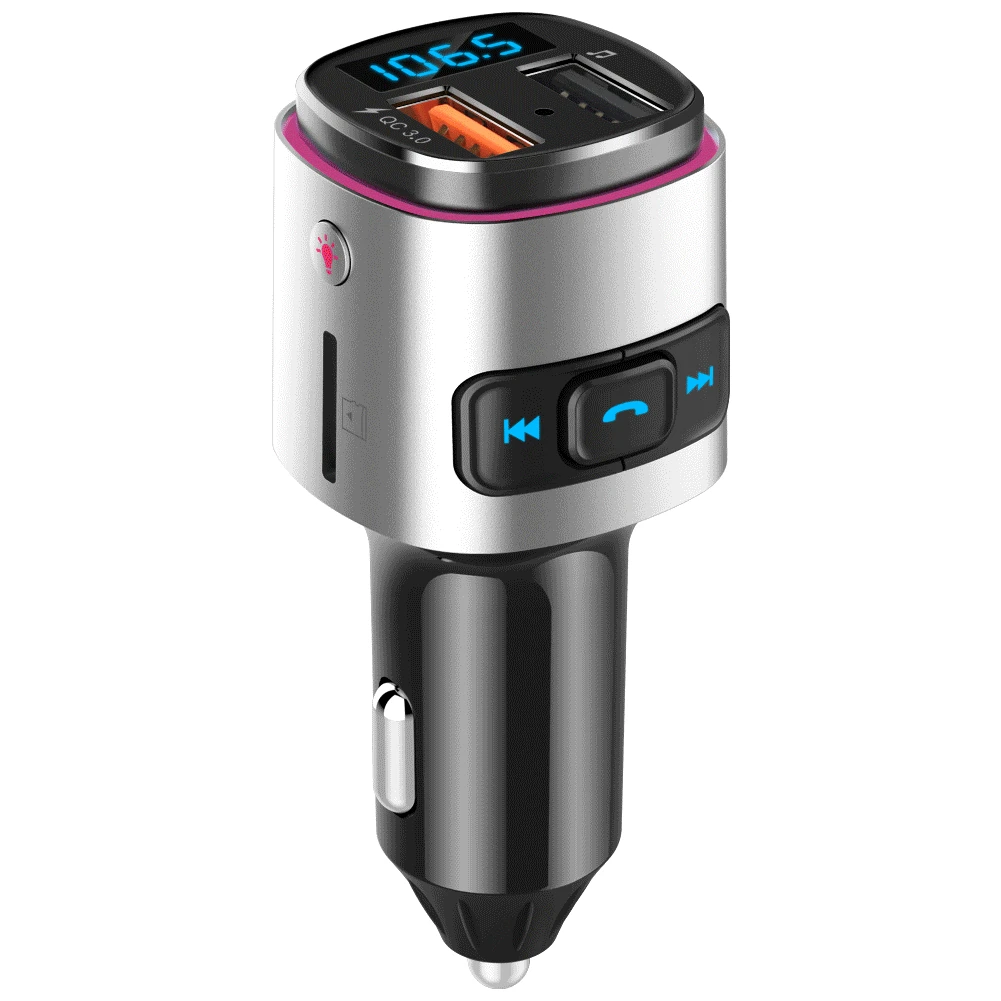 QC 3,0 автомобильный fm-передатчик MP3 музыкальный плеер Bluetooth беспроводное быстрое зарядное устройство для устройства Handsfree Dual USB со светодиодной вспышкой автомобильный аксессуар