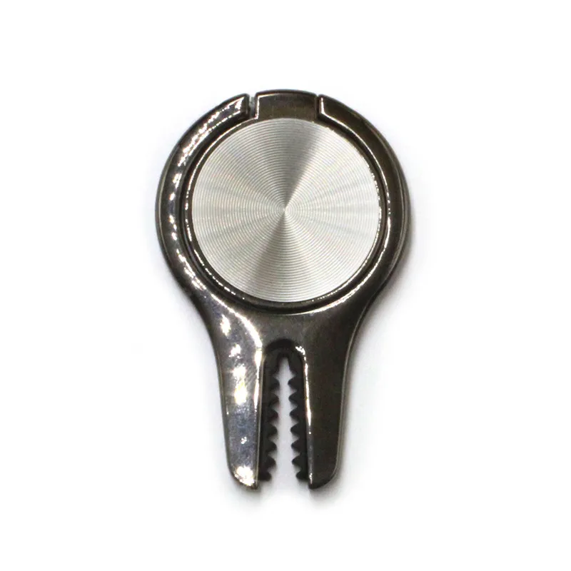 2 In 1 Flexible Car Phone Holder Car Air Outlet Grip Mount Stand 360 Rotatable Finger Ring Phone Holder Bracket Car Accessories - Color: Silver