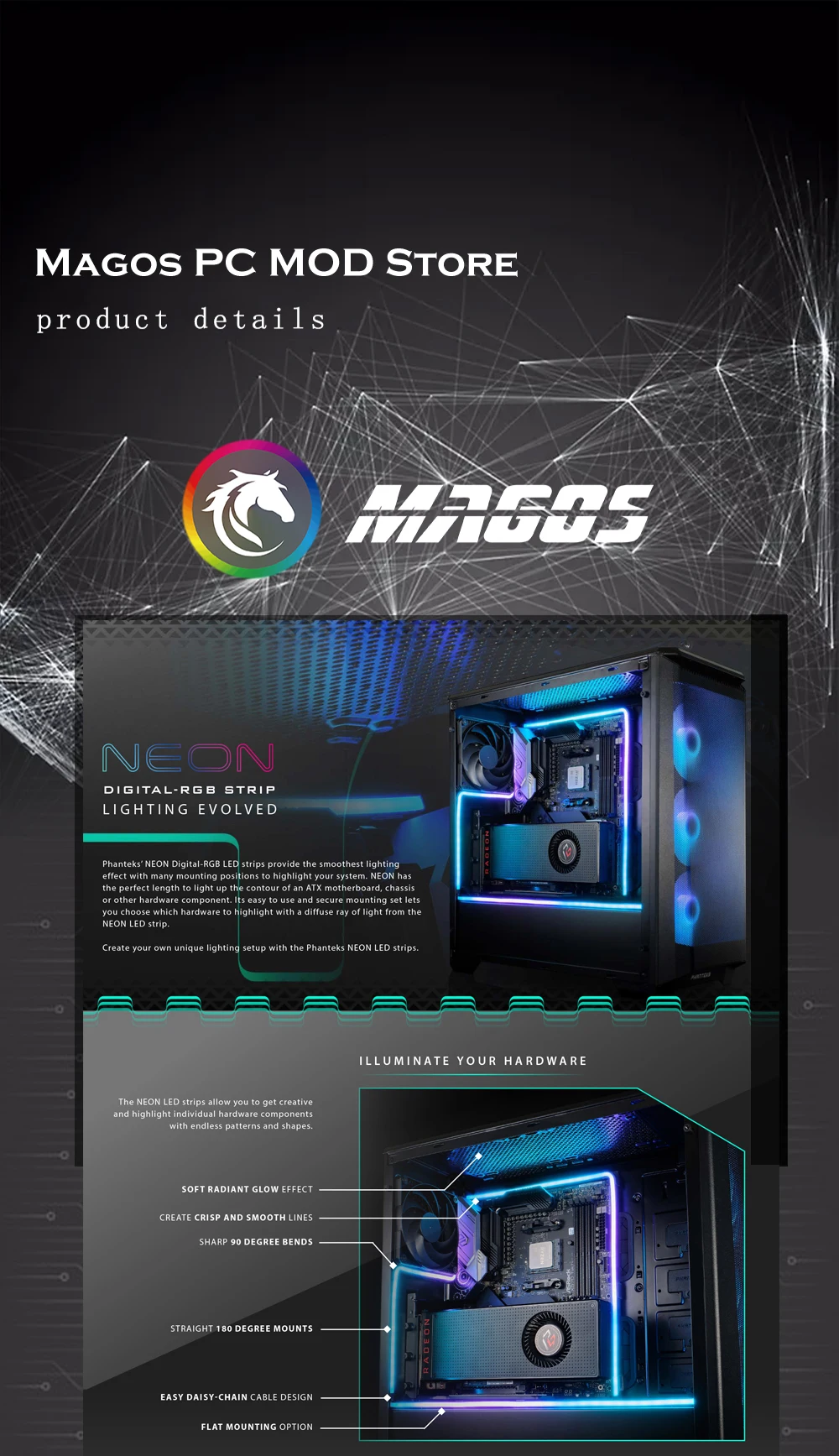 Phanteks-barra de luz neon para decoração de