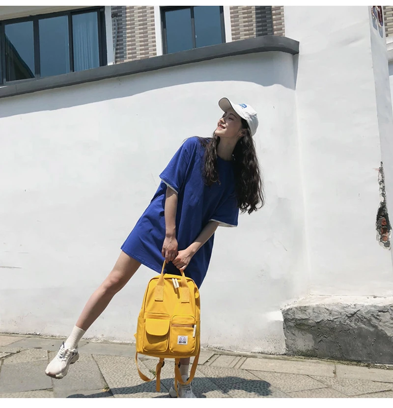 Водонепроницаемый нейлоновый рюкзак школьная сумка для девочек-подростков желтого цвета рюкзак для путешествий для Для женщин в Корейском стиле с карманами сумки женские книг Mochilas