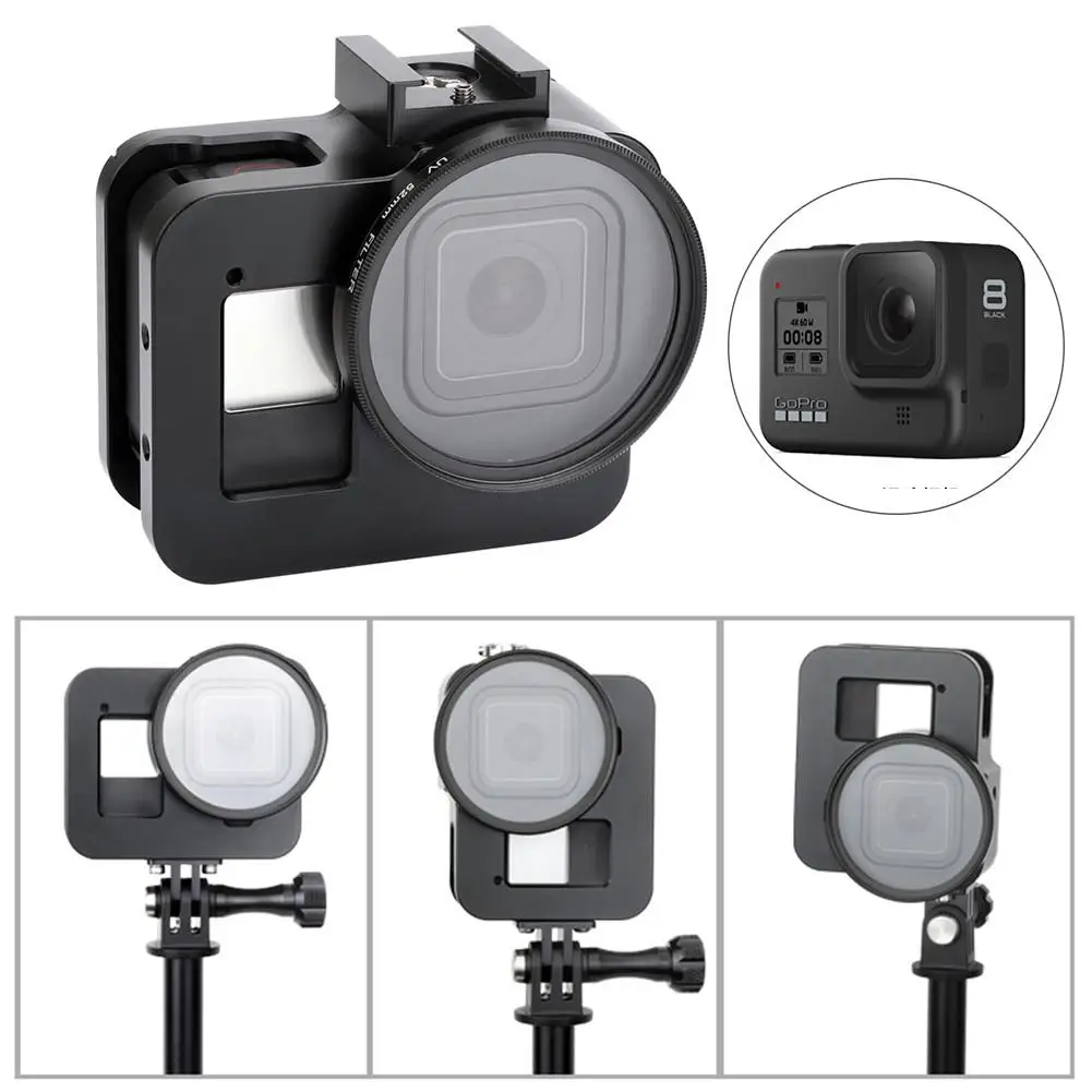 Металлический каркас защитный чехол Набор для GoPro 8 Sports camera Shell 52 мм UV фильтр алюминиевый сплав чехол для клетки кролика