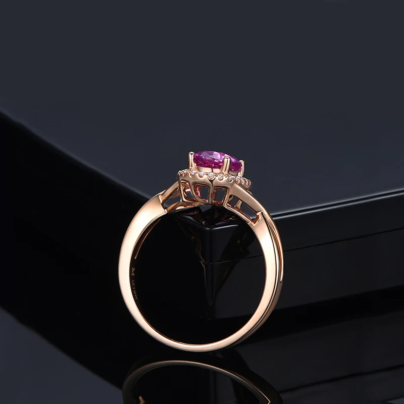 AINUOSHI натуральный аметист Halo Кольцо 2ct овальная огранка драгоценный камень обручение вечерние женские ювелирные изделия розовое золото цвет кольцо из стерлингового серебра 925