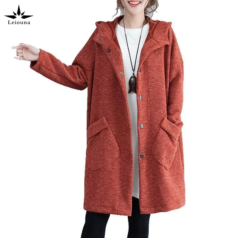 Длинная облегающая Осенняя повседневная куртка больших размеров пальто с