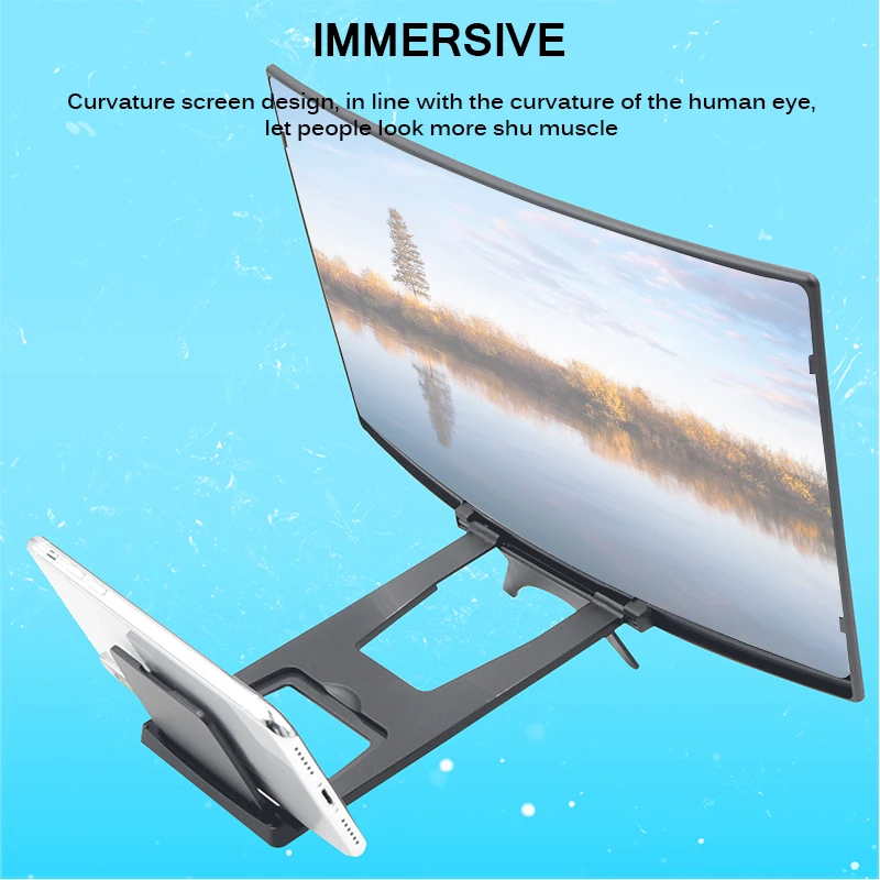 Portable Mobile Phone Curved HD Screen Amplifier 12inch HD Screen Bracket Magnifier Tools for iPhone Samsung Xiaomi Phone