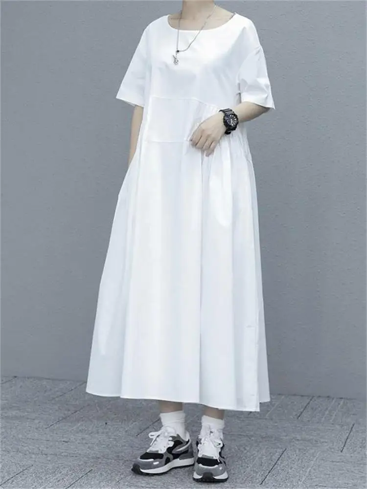 lady-dress-summer-new-japanese-small-fresh-student-round-collar-casual-dark-loose-large-length-skirt