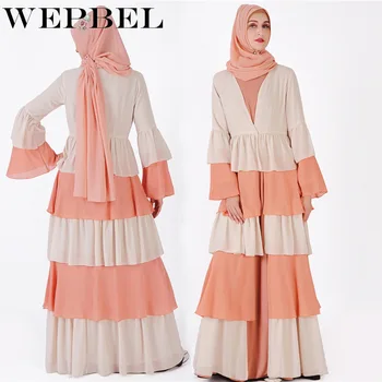 

WEPBEL Women Dress Robe Femme Caftan Kaftan Abayas for Abaya Dubai Islam Muslim Ramadan Omani Elbise Hijab Dresses Clothing