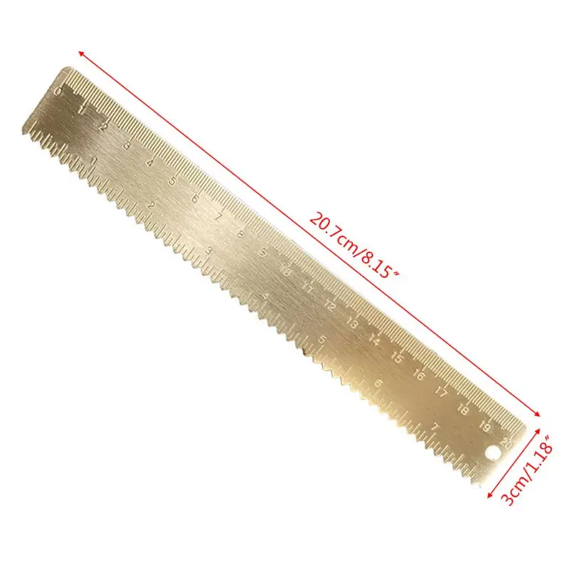 

20cm Brass Wave Straight Ruler Bookmark Cartography Painting Measuring School