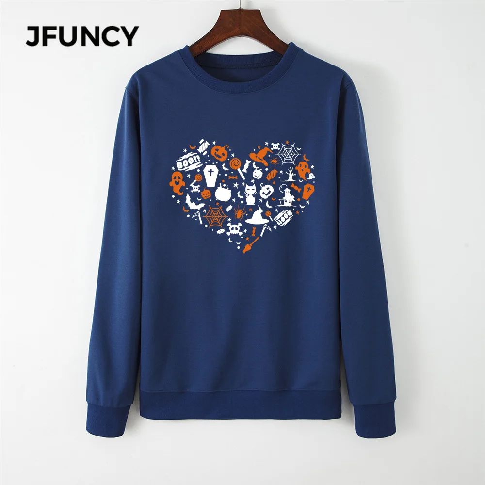 

JFUNCY Man Women Pullovers Ovesize Sweatshirt Hoodies 2020 Halloween Elements Autumn Tops Harajuku Printed Female Hoody