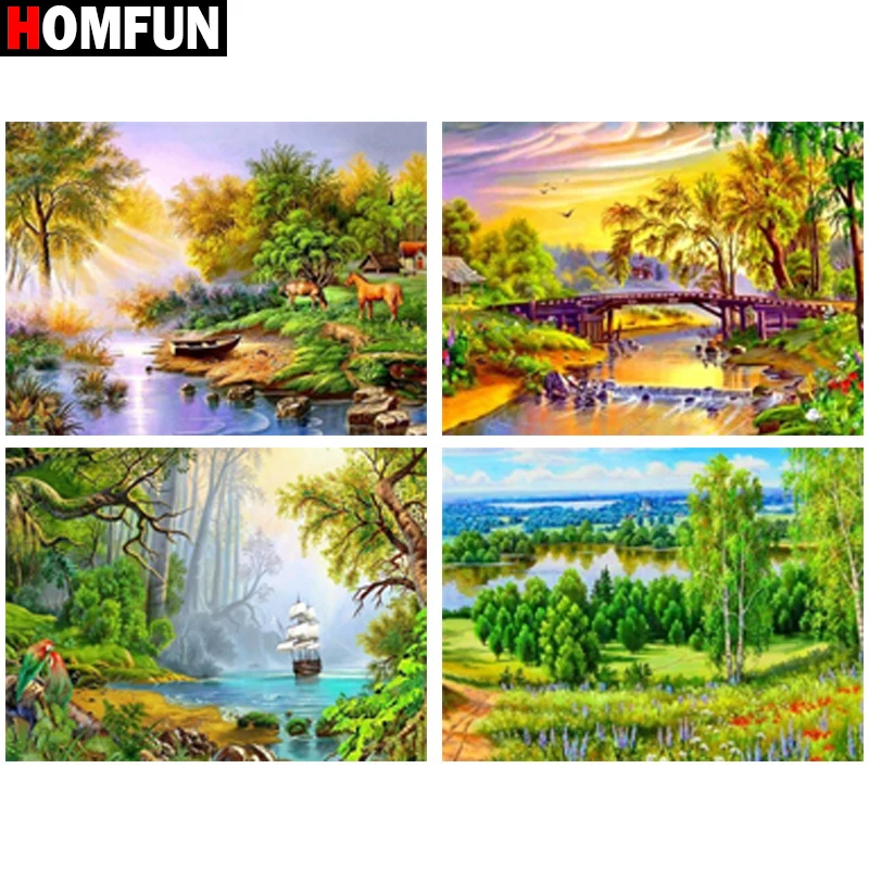 5d алмазная живопись HOMFUN сделай сам вышивка крестиком дерево Красивый Ландшафт