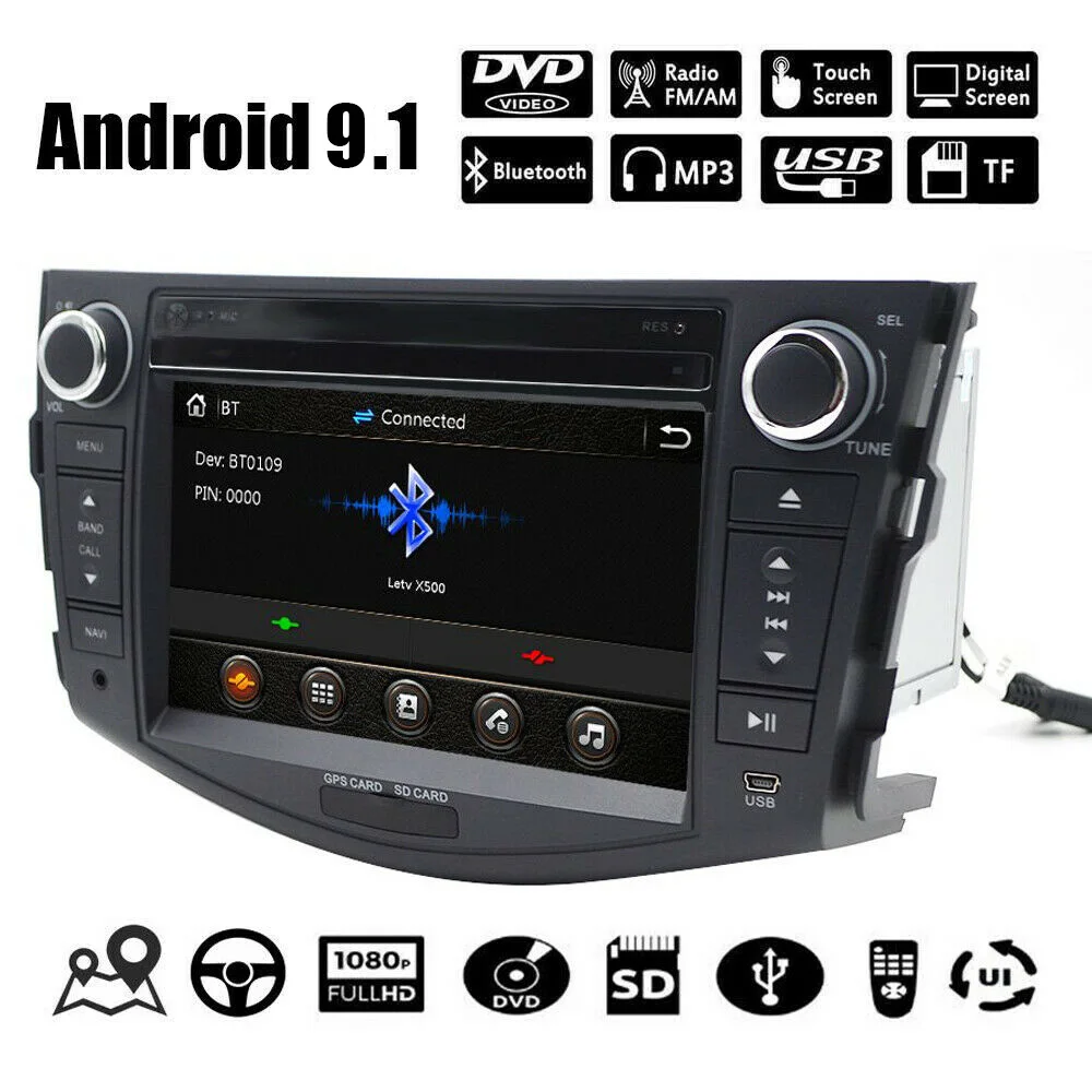 7 дюймовый автомобильный DVD плеер Android 9 1 для Toyota RAV4 Rav 4 2007 2011 2 Din 1024*600 стерео GPS