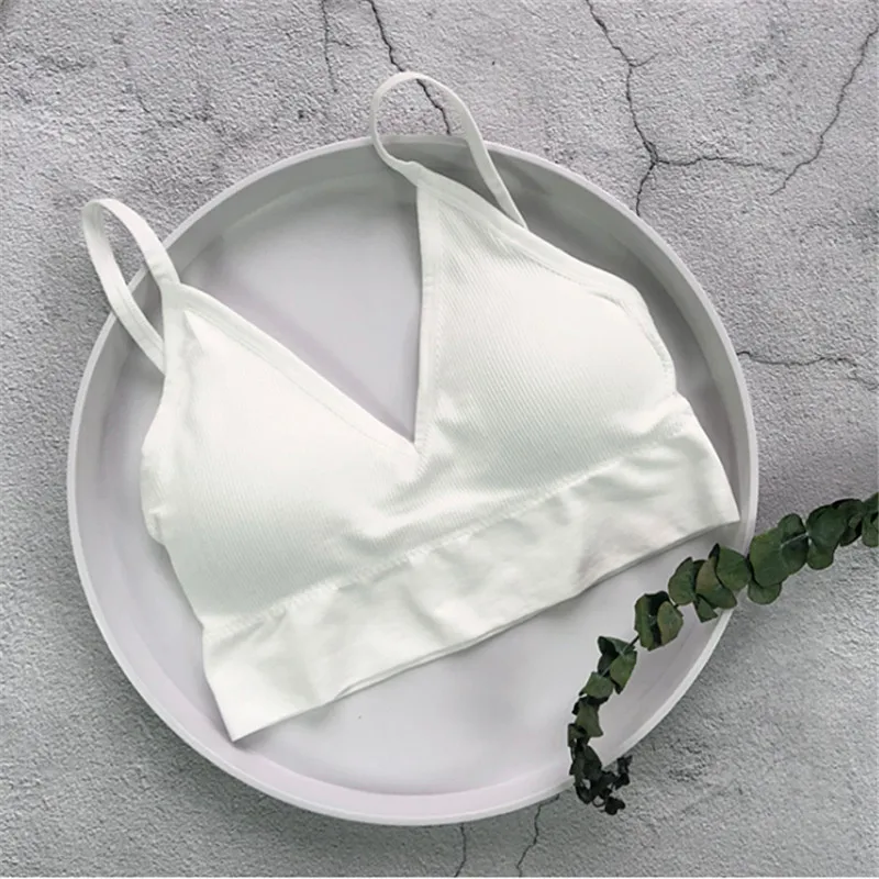 White Sexy lingerie beauty back underwear wrapped chest female triangle cup sports ladies thread no rim tube top bra - Цвет: White