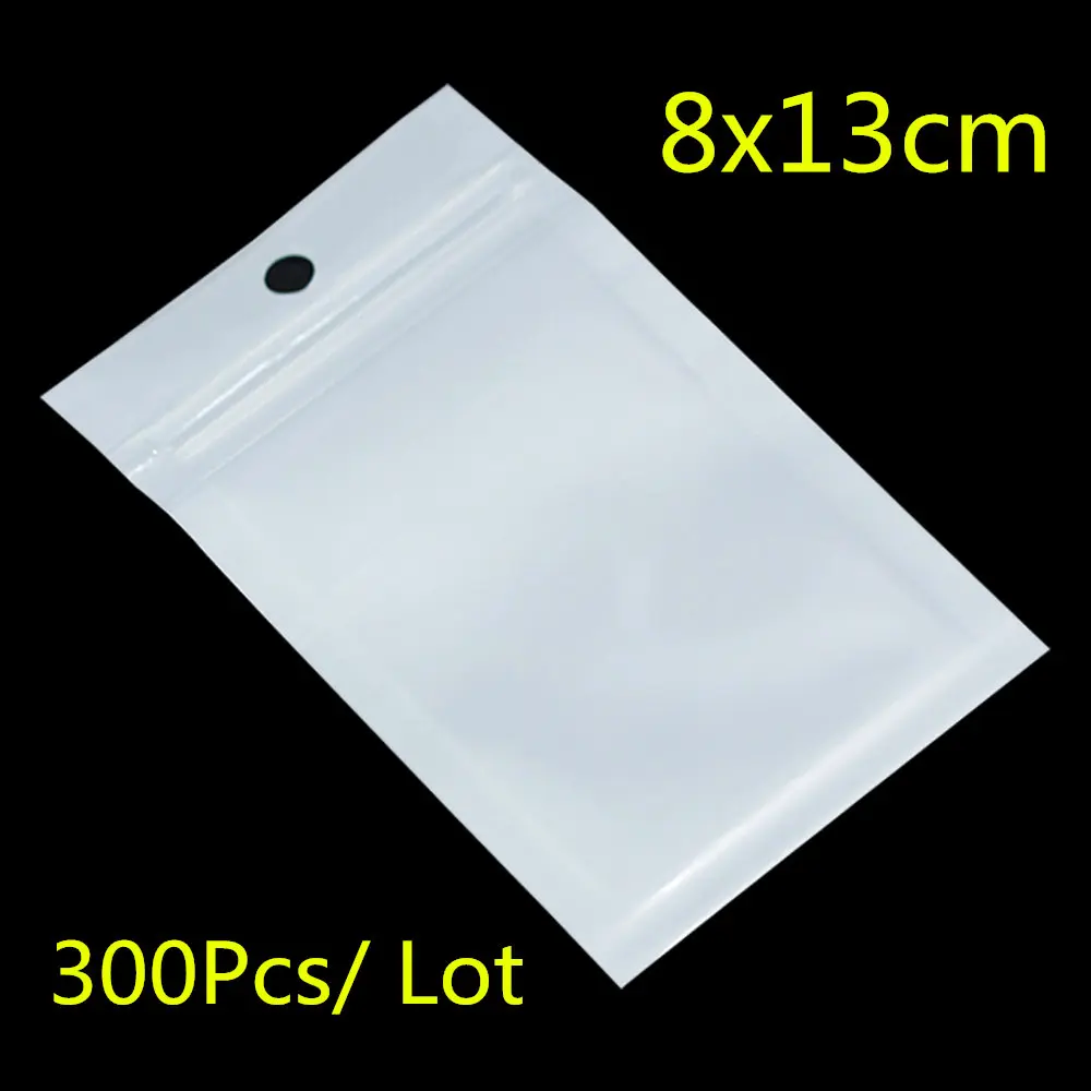 8x13cm(3.14"x5.12") White Clear Plastic Retail Packaging Pack Poly Bag