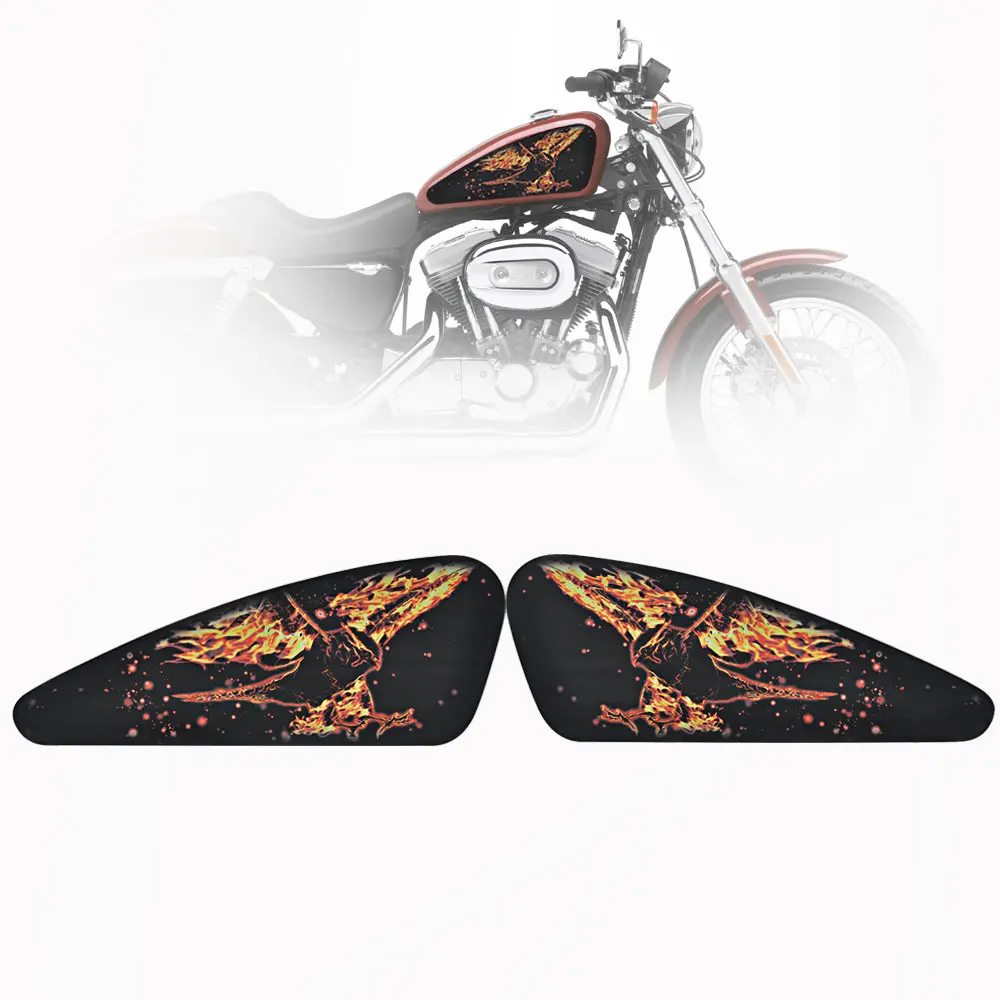 Мотоцикл Череп Пламя Дизайн Танк наклейка наклейки подходит для Harley Sportster XL 883 1200 X/V/R/N/L/C XR1200 железо 48 70 два