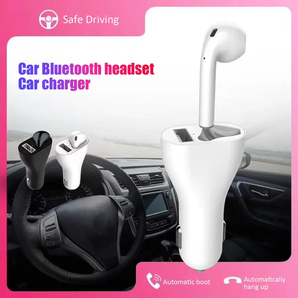 2in 1USB автомобильное беспроводное зарядное устройство Ремень гарнитура Беспроводные наушники для iphone для samsung для смартфонов huawei