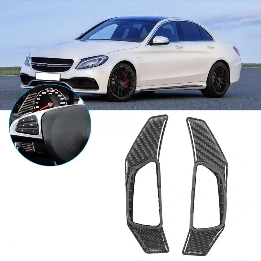 2 шт. рулевое весло сдвиг подходит для Benz c-класс W205 GLC C180 C200L C260L карбоновое волокно весло сдвиг светильник черный
