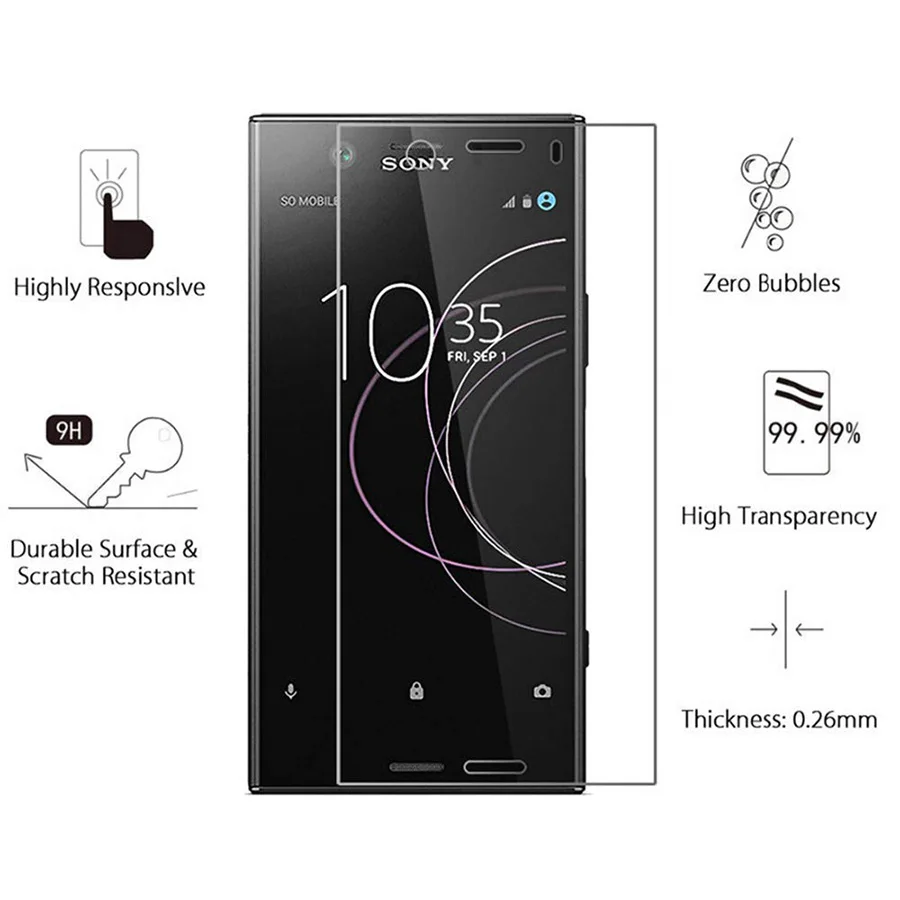 2.5D 9H Премиум Закаленное стекло для Sony Xperia 1 10 Plus XZ1 Compact XA Ultra XA1 XZ3 XZ2 Защитная пленка