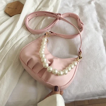 

Lady Pearl Handle Small PU Leather Crossbody Bags for Women 2020 Shoulder Handbags Female Travel Cross Body Bag